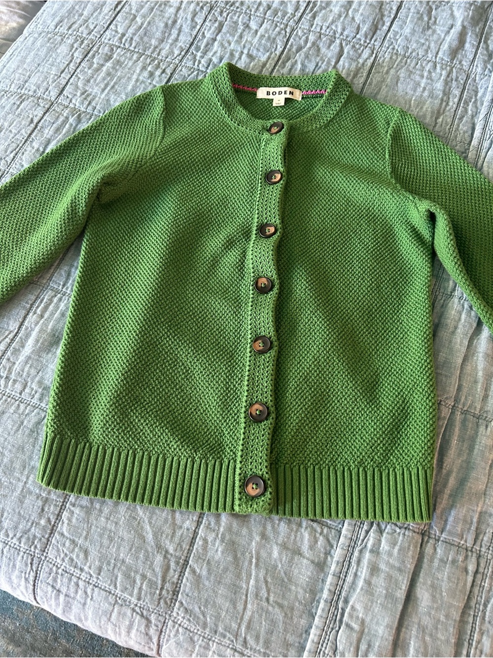 Boden Emerald Green Button-Front Knit Cardigan